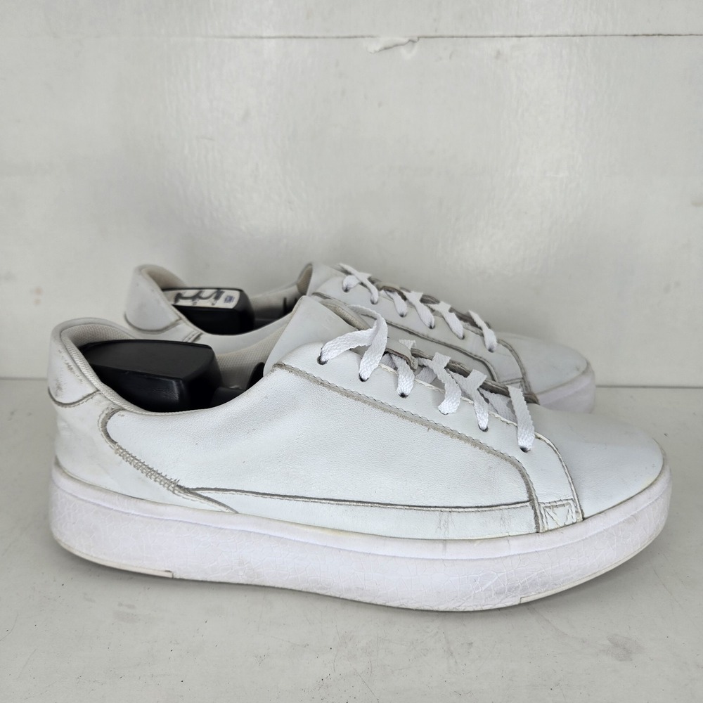 Kizik Vegas Walking Shoes Sneakers Mens Size 8.5 White Leather Casual Lace Up - Picture 1 of 11